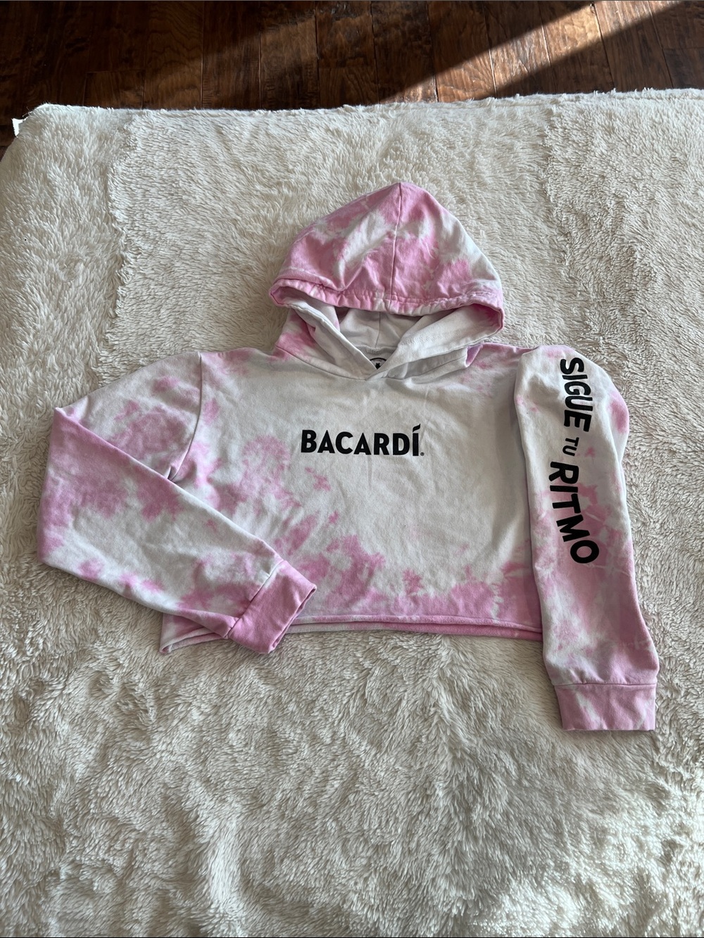Bacardi Tie Dye Crop Hoodie small